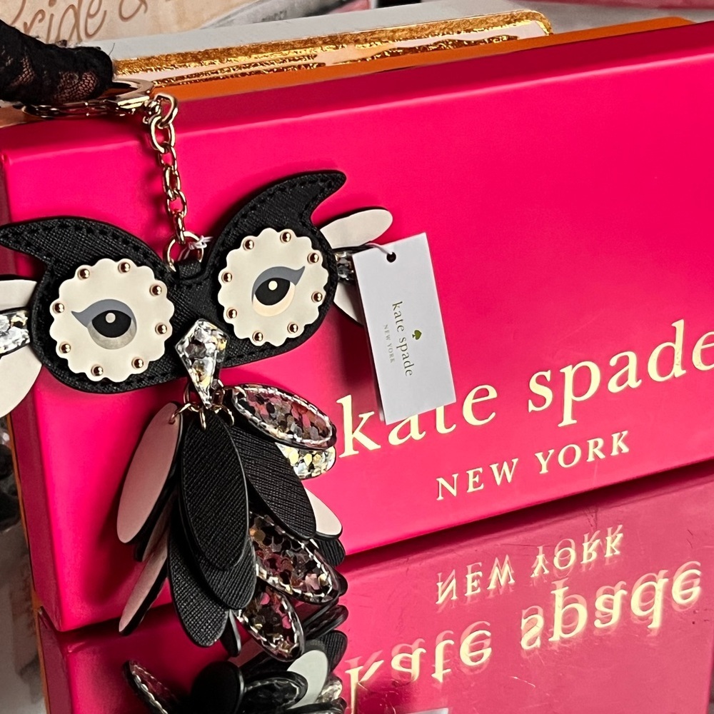 Kate Spade New York NWT Leather Owl Key Fob Key Chain - Picture 5 of 11
